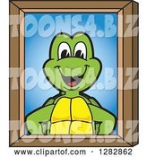 Vector Illustration of a Cartoon Turtle Mascot Portrait by Mascot Junction