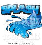 Vector Illustration of a Cartoon Water Drop Mascot Going down a Water Slide with Splash by Mascot Junction