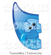 Vector Illustration of a Cartoon Water Drop Mascot Looking Around a Blank Sign by Mascot Junction