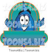 Vector Illustration of a Cartoon Water Drop Mascot on a Blank Label by Mascot Junction