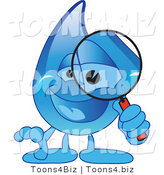 Vector Illustration of a Cartoon Water Drop Mascot Using a Magnifying Glass by Mascot Junction