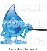 Vector Illustration of a Cartoon Water Drop Mascot Using a Pointer Stick by Mascot Junction