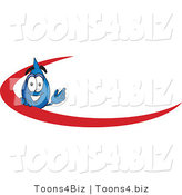 Vector Illustration of a Cartoon Water Drop Mascot with a Red Dash on an Employee Nametag or Business Logo by Mascot Junction