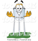 Vector Illustration of a Cartoon Water Tower Mascot with Welcoming Arms by Mascot Junction