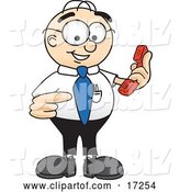 Vector Illustration of a Cartoon White Businessman Nerd Mascot Holding a Telephone by Mascot Junction