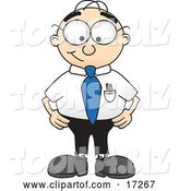 Vector Illustration of a Cartoon White Businessman Nerd Mascot Standing with His Hands on His Hips by Mascot Junction