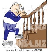Vector Illustration of a Cartoon White Male Senior Citizen Mascot Climbing Stairs by Mascot Junction