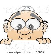 Vector Illustration of a Cartoon White Male Senior Citizen Mascot Looking over a Sign by Mascot Junction