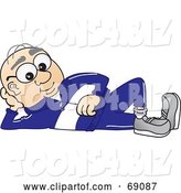 Vector Illustration of a Cartoon White Male Senior Citizen Mascot Reclined by Mascot Junction