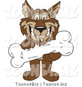 Vector Illustration of a Cartoon Wolf Mascot Holding a Bone by Mascot Junction