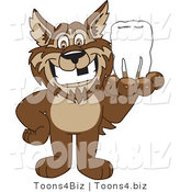 Vector Illustration of a Cartoon Wolf Mascot Holding a Tooth by Mascot Junction