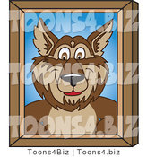 Vector Illustration of a Cartoon Wolf Mascot Portrait by Mascot Junction