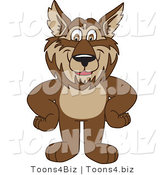 Vector Illustration of a Cartoon Wolf Mascot Standing with His Hands on His Hips by Mascot Junction