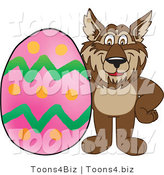 Vector Illustration of a Cartoon Wolf Mascot with an Easter Egg by Mascot Junction