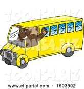 Vector Illustration of a Cartoon Wolverine Mascot Driving a School Bus by Mascot Junction