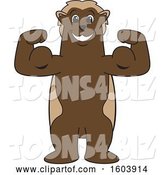 Vector Illustration of a Cartoon Wolverine Mascot Flexing His Muscles by Mascot Junction