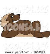 Vector Illustration of a Cartoon Wolverine Mascot Relaxing by Mascot Junction