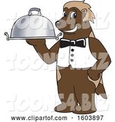 Vector Illustration of a Cartoon Wolverine Mascot Serving a Platter by Mascot Junction