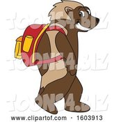 Vector Illustration of a Cartoon Wolverine Mascot Wearing a Backpack by Mascot Junction