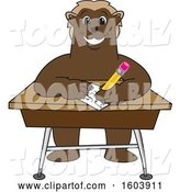 Vector Illustration of a Cartoon Wolverine Mascot Writing at a Desk by Mascot Junction