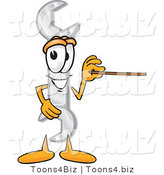 Vector Illustration of a Cartoon Wrench Mascot Holding a Pointer Stick by Mascot Junction