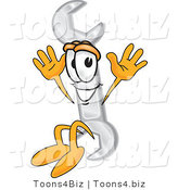 Vector Illustration of a Cartoon Wrench Mascot Jumping by Mascot Junction