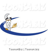 Vector Illustration of a Cartoon Wrench Mascot Logo with a Blue Dash by Mascot Junction