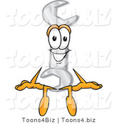Vector Illustration of a Cartoon Wrench Mascot Sitting by Mascot Junction