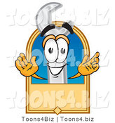 Vector Illustration of a Cartoon Wrench Mascot with a Blank Tan Label by Mascot Junction