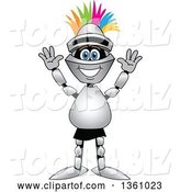 Vector Illustration of a Cheering Lancer Mascot with a Colorful Mohawk by Mascot Junction