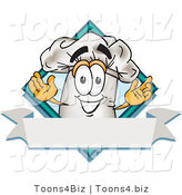 Vector Illustration of a Chef Hat Mascot over a Blank Banner by Mascot Junction