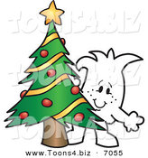 Vector Illustration of a Christmas Guy by a Tree by Mascot Junction