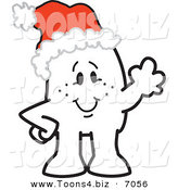 Vector Illustration of a Christmas Guy Waving and Wearing a Santa Hat by Mascot Junction