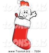 Vector Illustration of a Christmas Guy Wearing a Santa Hat in a Stocking by Mascot Junction