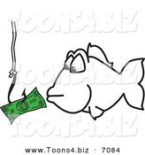 Vector Illustration of a ClipartHook Fishing for Money - Royalty Free Vector Illustration by Mascot Junction