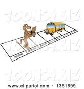 Vector Illustration of a Cougar School Mascot and Bus over Week Days, Symbolizing Being Proactive by Mascot Junction