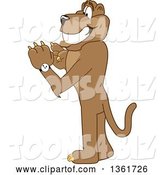 Vector Illustration of a Cougar School Mascot Checking His Watch for the Time, Symbolizing Being Dependable by Mascot Junction