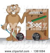 Vector Illustration of a Cougar School Mascot Showing a Toothpaste Dispenser Invention, Symbolizing Being Resourceful by Mascot Junction