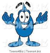 Vector Illustration of a Dark Cartoon Water Drop Mascot with Welcoming Open Arms by Mascot Junction