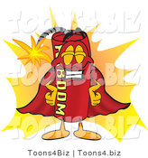 Vector Illustration of a Dynamite Stick Mascot Dressed As a Super Hero by Mascot Junction