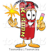 Vector Illustration of a Dynamite Stick Mascot Holding a Pencil by Mascot Junction