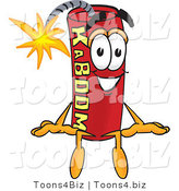 Vector Illustration of a Dynamite Stick Mascot Sitting by Mascot Junction