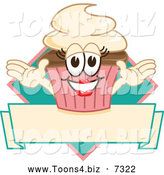 Vector Illustration of a Female Cupcake and Banner over a Diamond by Mascot Junction