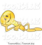 Vector Illustration of a Gold Cartoon Key Mascot Reclined and Resting by Mascot Junction