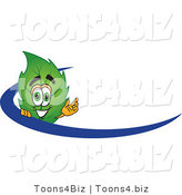 Vector Illustration of a Green Leaf Mascot Logo with a Blue Dash by Mascot Junction