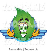 Vector Illustration of a Green Leaf Mascot Logo with Blue Lines by Mascot Junction