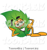 Vector Illustration of a Green Leaf Mascot Resting His Head on His Hand by Mascot Junction