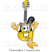 Vector Illustration of a Guitar Mascot Jumping by Mascot Junction