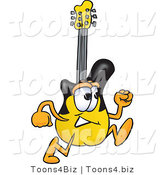 Vector Illustration of a Guitar Mascot Running by Mascot Junction