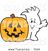 Vector Illustration of a Guy with a Halloween Jackolantern by Mascot Junction